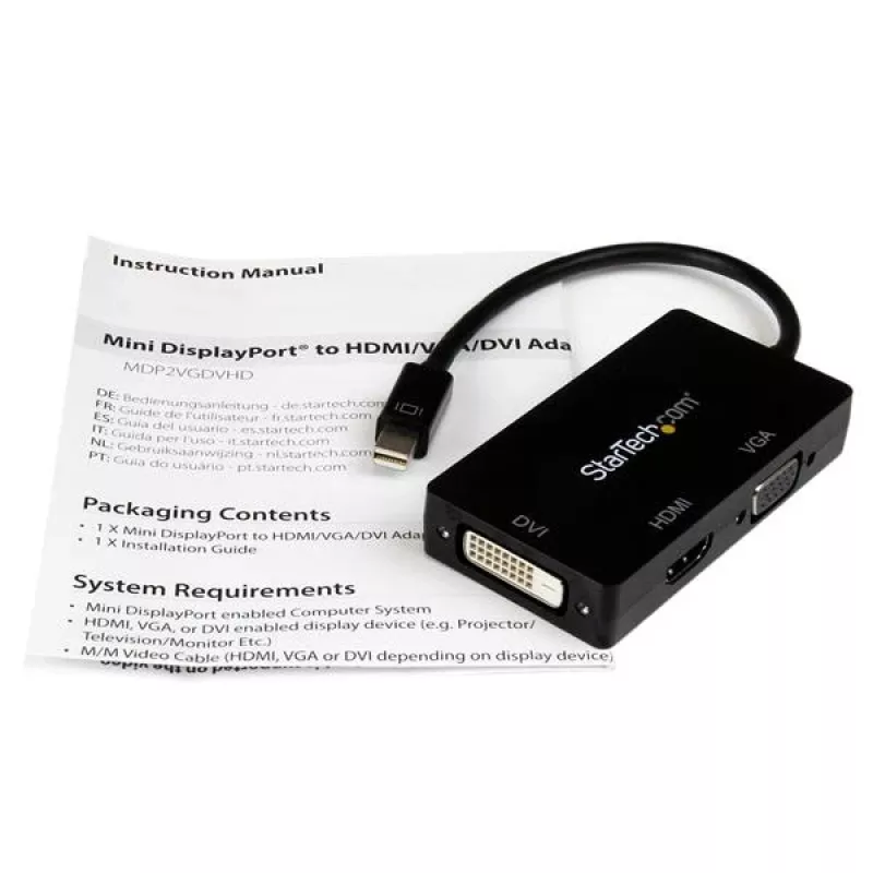 StarTech.com Travel A/V-adapter: 3-in-1 Mini DisplayPort naar VGA DVI of HDMI converter