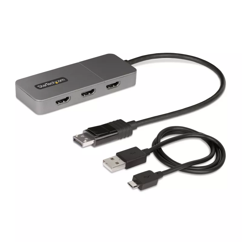 StarTech.com 3-poorts MST-hub - DisplayPort naar 3x HDMI, triple 4K 60Hz monitoren, DP 1.4 multi-monitor videoadapter, 30cm geïntegreerde kabel, USB-gevoed, alleen Windows
