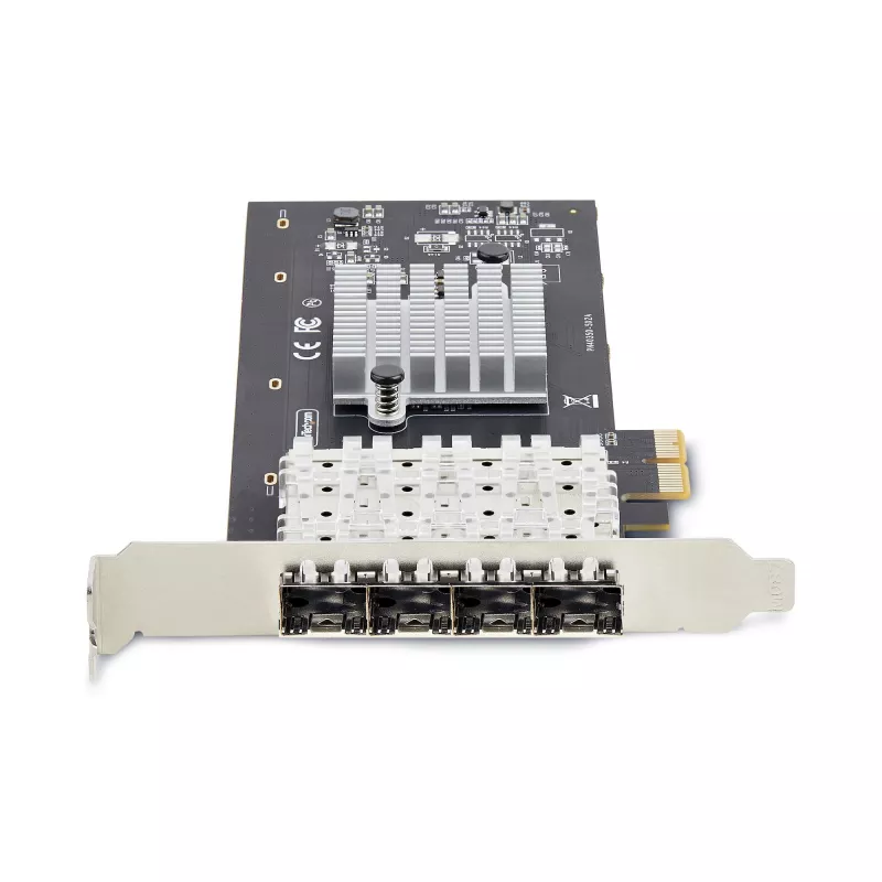 StarTech.com 4-poorts GbE SFP-netwerkkaart, PCIe 2.0 x2 (x4, x8, x16 compatibel), Intel I350-AM4 4x 1GbE-controller, 1000BASE koper/glasvezel, desktop/server quad-port Gigabit Ethernet NIC - Windows & Linux