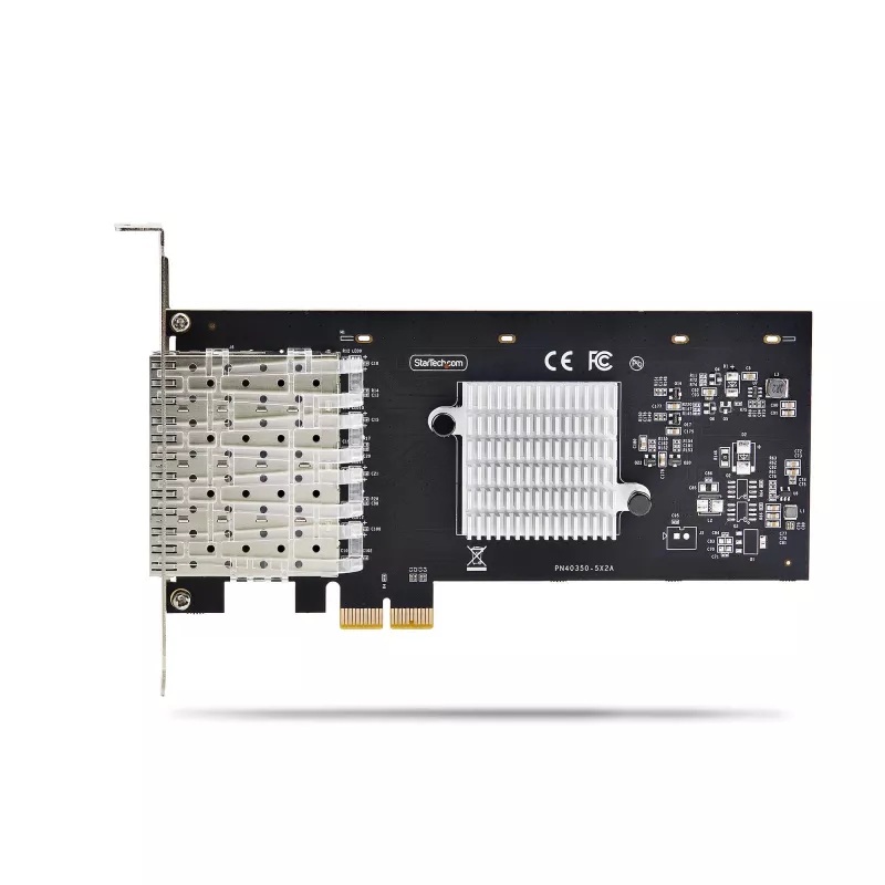 StarTech.com 4-poorts GbE SFP-netwerkkaart, PCIe 2.0 x2 (x4, x8, x16 compatibel), Intel I350-AM4 4x 1GbE-controller, 1000BASE koper/glasvezel, desktop/server quad-port Gigabit Ethernet NIC - Windows & Linux
