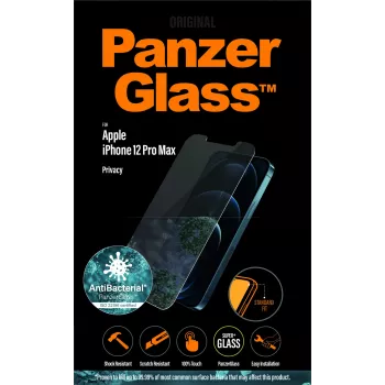Displayscherm PanzerGlass voor Apple iPhone 12 Pro Max, gehard glas + PET, privacyfilter, 6,7 inch