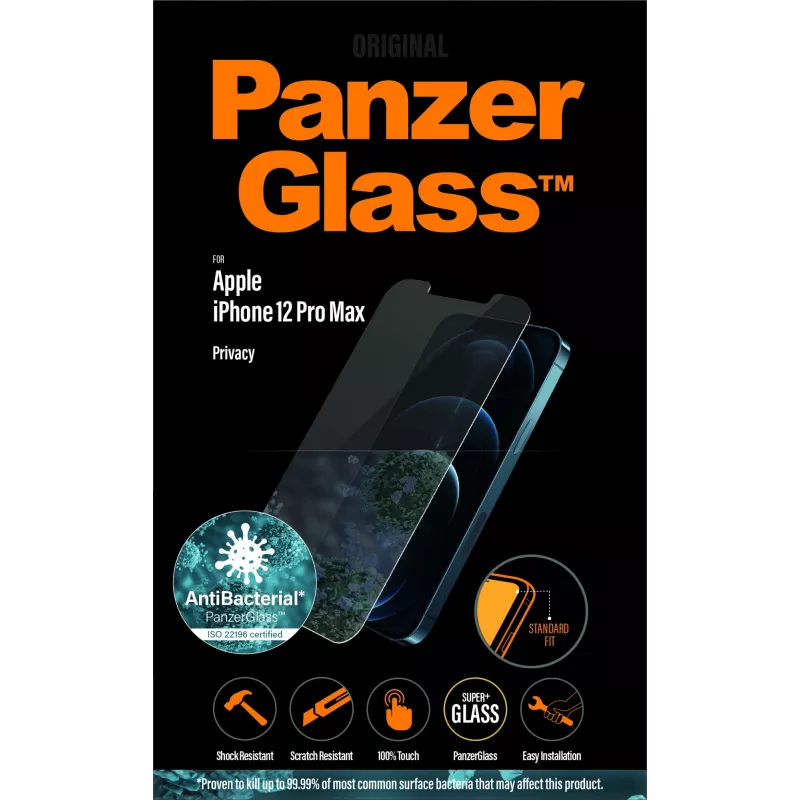 PanzerGlass Original P2709 privacyscreenprotector voor Apple iPhone 12 Pro Max, standaardpasvorm