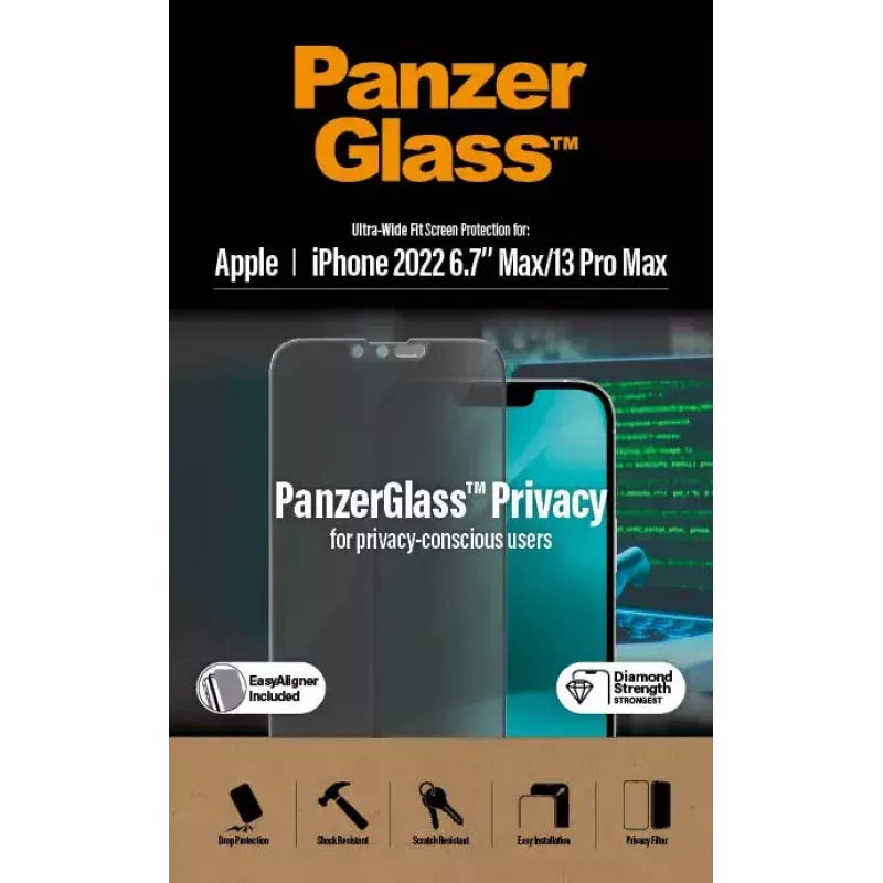 PanzerGlass ® privacy-displayscherm iPhone 14 Plus | 13 Pro Max | Ultra-Wide Fit met EasyAligner