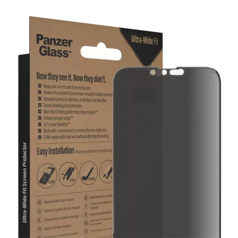 PanzerGlass ® privacy-displayscherm iPhone 14 Plus | 13 Pro Max | Ultra-Wide Fit met EasyAligner