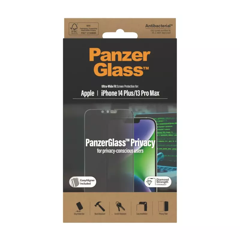 PanzerGlass ® privacy-displayscherm iPhone 14 Plus | 13 Pro Max | Ultra-Wide Fit met EasyAligner