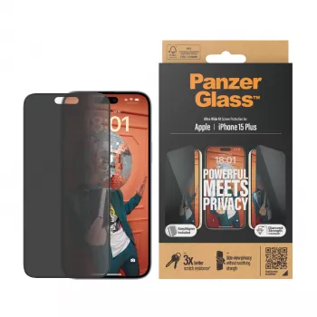 PanzerGlass ® Privacy Screen Protector iPhone 15 Plus | Ultra-Wide Fit met EasyAligner