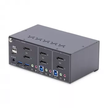 StarTech.com 2-poorts dual-monitor DisplayPort KVM-switch, 4K 60Hz, 2x USB 5Gbps hub-poorten, 2x USB 2.0 HID-poorten, hotkey en knop omschakelen, TAA-conform – ESD-beschermingsniveau 3