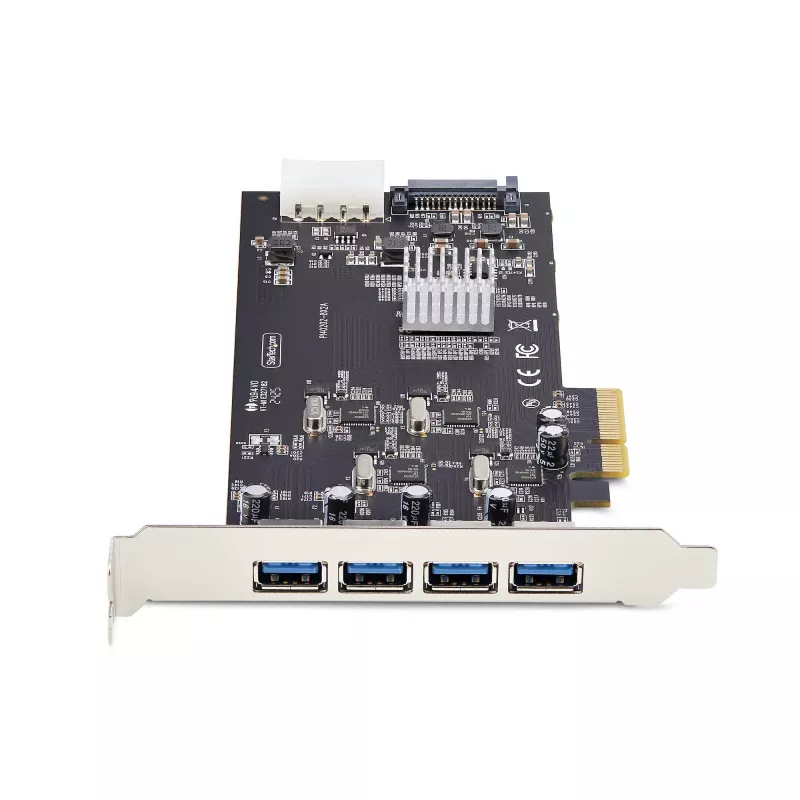 StarTech.com 4-poorts USB PCIe-kaart, USB 3.2 5 Gbit/s, PCI Express-uitbreidingskaart met 4 onafhankelijke USB-controllers, 4 USB-A-poorten, Windows/macOS/Linux