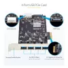 StarTech.com 4-poorts USB PCIe-kaart, USB 3.2 5 Gbit/s, PCI Express-uitbreidingskaart met 4 onafhankelijke USB-controllers, 4 USB-A-poorten, Windows/macOS/Linux