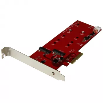 StarTech.com 2x M.2 SATA SSD-controllerkaart – PCIe, PCIe, M.2, full-height / low-profile, PCI 2.0, rood, CE, FCC, TAA