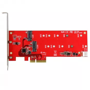 StarTech.com 2x M.2 SATA SSD-controllerkaart – PCIe, PCIe, M.2, full-height / low-profile, PCI 2.0, rood, CE, FCC, TAA
