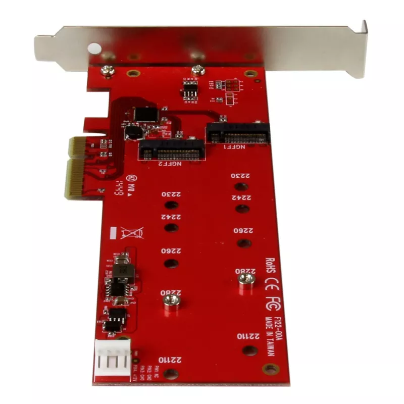 StarTech.com 2x M.2 SATA SSD-controllerkaart – PCIe, PCIe, M.2, full-height / low-profile, PCI 2.0, rood, CE, FCC, TAA