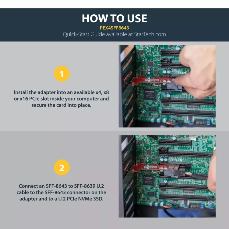 StarTech.com x4 PCI Express naar SFF-8643 adapter voor PCIe NVMe U.2 SSD