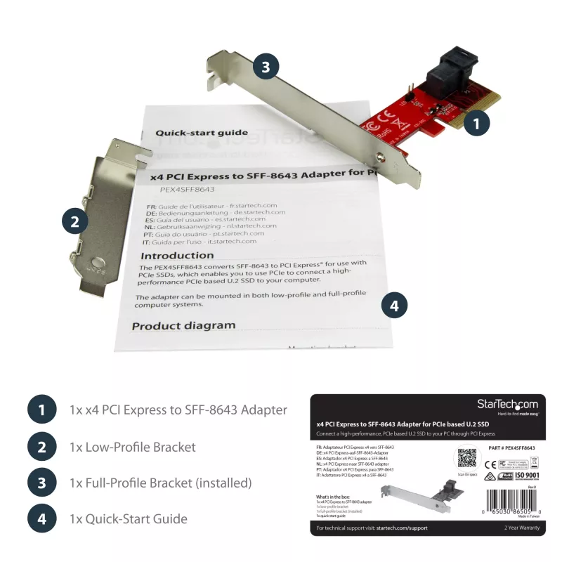 StarTech.com x4 PCI Express naar SFF-8643 adapter voor PCIe NVMe U.2 SSD