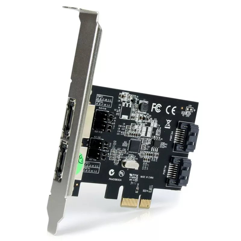 StarTech.com 2-poorts PCI Express SATA 6 Gbit/s eSATA-controllerkaart – dual-port PCIe SATA III-kaart – 2 int/2 ext