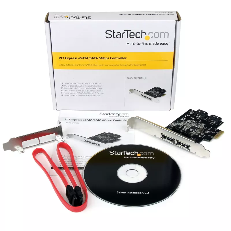 StarTech.com 2-poorts PCI Express SATA 6 Gbit/s eSATA-controllerkaart – dual-port PCIe SATA III-kaart – 2 int/2 ext