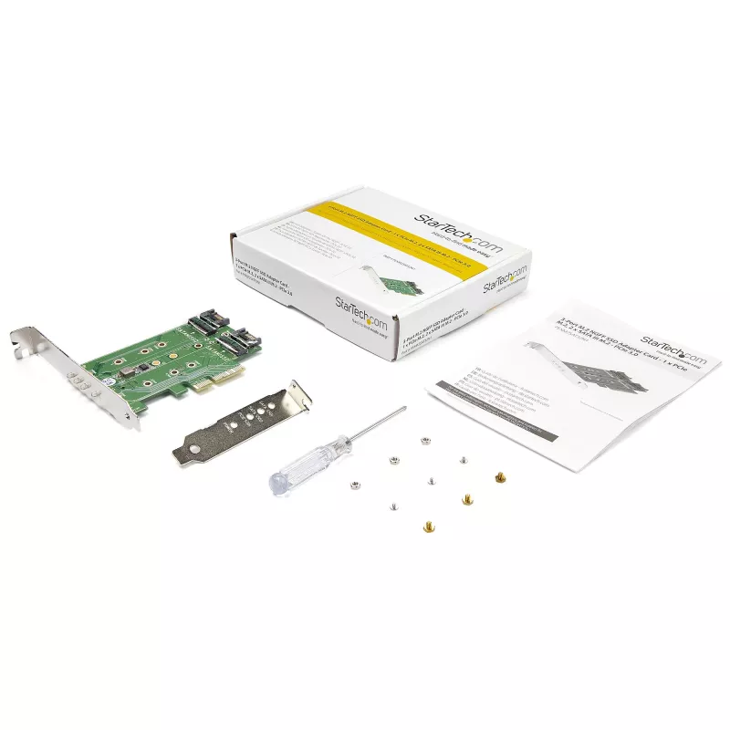 StarTech.com 3-poorts M.2 SSD (NGFF) adapterkaart – 1 x PCIe (NVMe) M.2, 2 x SATA III M.2 – PCIe 3.0