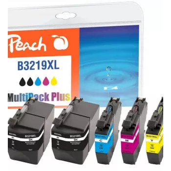 Peach Combi Pack Plus, compatibel met Brother LC-3219XL, hoge (XL) capaciteit, zwart, cyaan, magenta, geel, 62 ml, 15 ml, 5 stuks, combipack