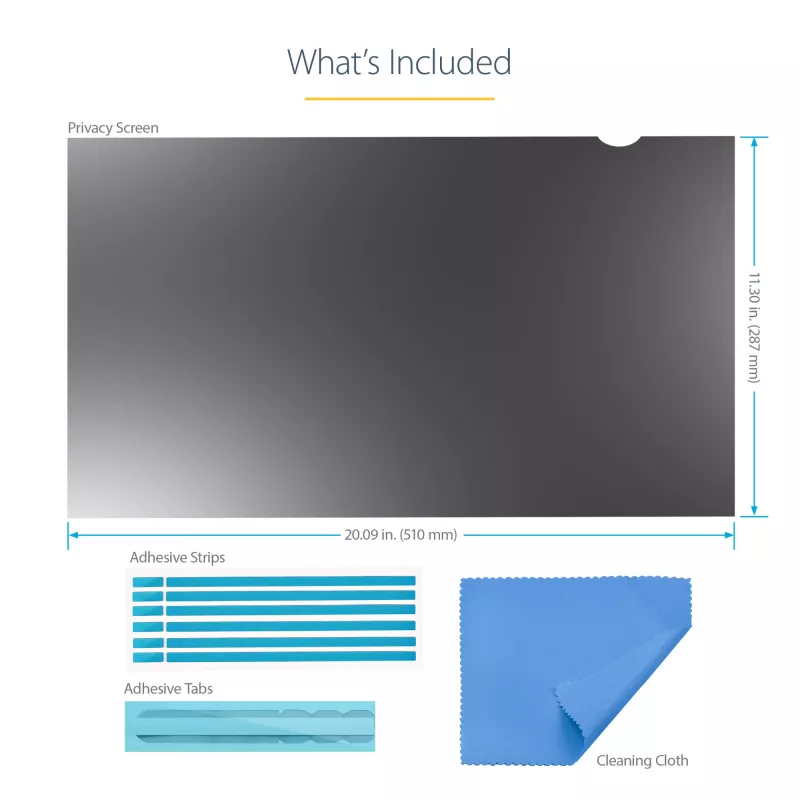 StarTech.com monitorprivacyfilter voor 23 inch display - computerbeeldschermbeveiligingsfilter - blauwlichtreducerende beeldschermfolie - 16:9 breedbeeld - mat/glanzend - +/-30 graden