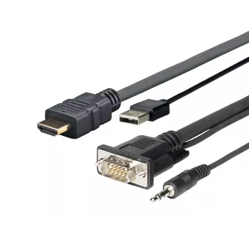 Vivolink PROHDMIMVGA1 videokabel-adapter 1 m HDMI+VGA+USB+3,5 mm HDMI+VGA (D-Sub)+USB+3,5 mm zwart