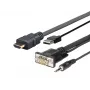 Vivolink Pro PROHDMIMVGA1 HDMI-kabel, HDMI male naar USB + VGA (HD-15) + 3,5 mm stereo minijack, 1 m
