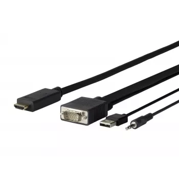 Vivolink PROVGAHDMI1 videokabeladapter 1 m HDMI VGA (D-Sub) + 3,5 mm + USB Type-A zwart
