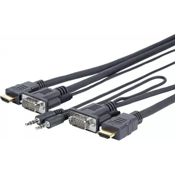 Vivolink PROVGAHDMIFLY7 videokabel-adapter 5 m VGA (D-Sub) + 3,5 mm HDMI Type-A (standaard) zwart
