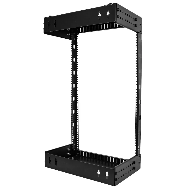 StarTech.com 18U 19 inch wandmontage netwerkrack – verstelbare diepte 12-20 inch 2-posts open frame serverrack voor AV/data/IT-communicatie/computerapparatuur/switch met kooimoeren & schroeven