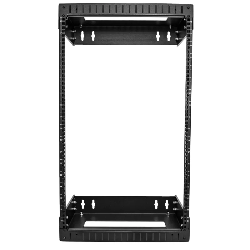 StarTech.com 18U 19 inch wandmontage netwerkrack – verstelbare diepte 12-20 inch 2-posts open frame serverrack voor AV/data/IT-communicatie/computerapparatuur/switch met kooimoeren & schroeven