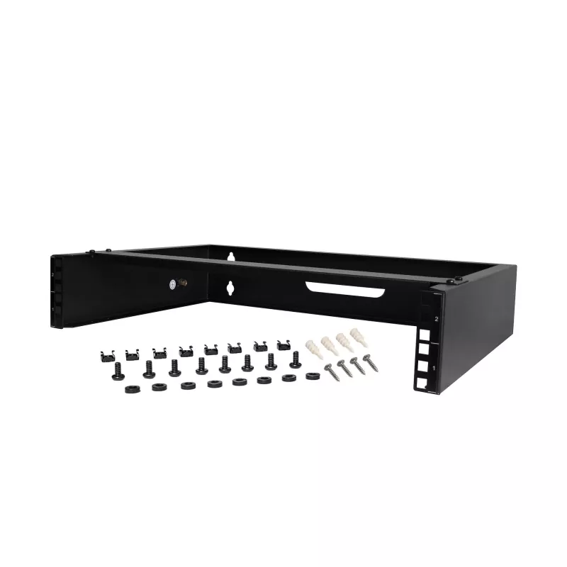 StarTech.com RACK-2U-14-BRACKET 2U 19-inch netwerkrack voor wandmontage, 14 inch diep (laag profiel), patchpaneelbeugel, draagvermogen 35 kg (77 lbs), zwart