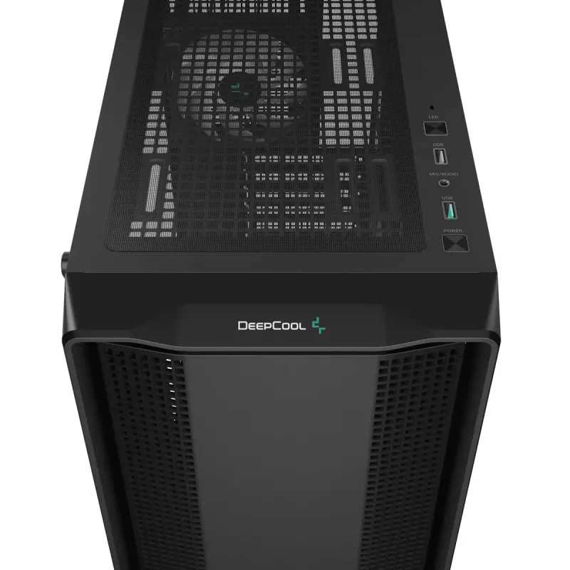 PC-behuizing DeepCool CC560 V2 midi tower zwart — ATX/microATX, gehard glas, RGB-front, 360mm front-radiator, 370mm GPU