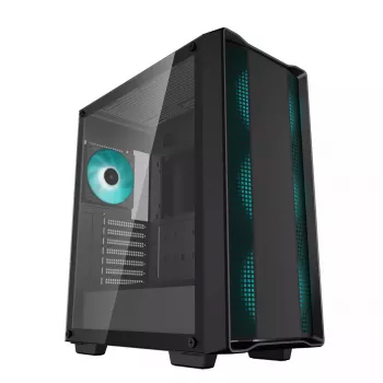 PC-behuizing DeepCool CC560 V2 midi tower zwart — ATX/microATX, gehard glas, RGB-front, 360mm front-radiator, 370mm GPU