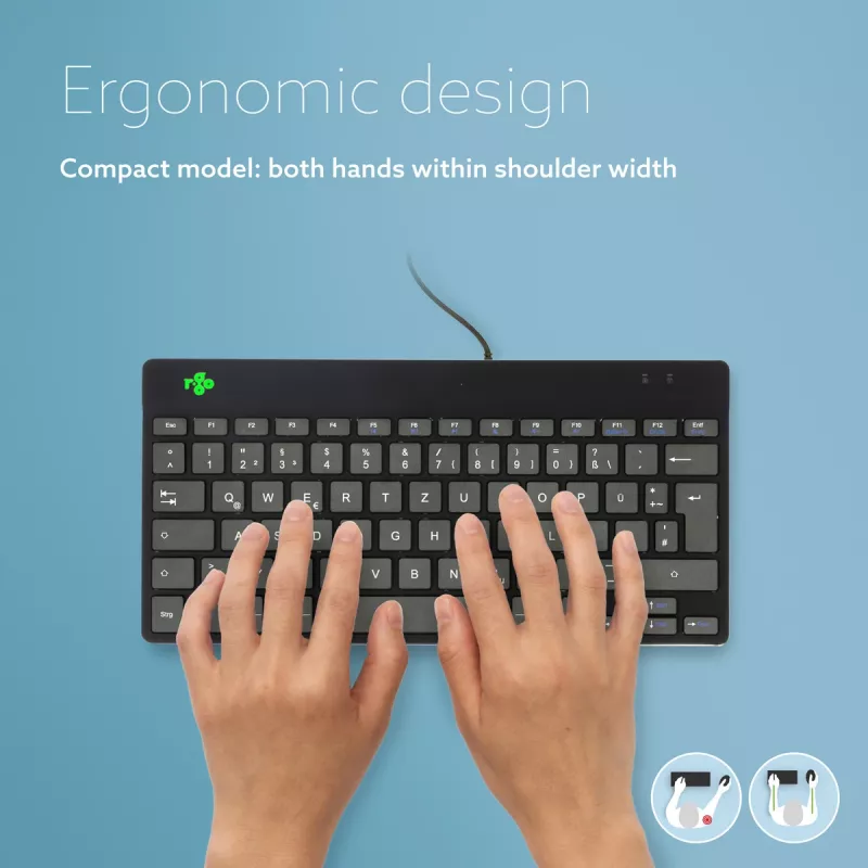 R-Go Tools ergonomisch toetsenbord R-Go Compact Break, compact toetsenbord met pauzesoftware, QWERTZ (DE), bedraad, zwart