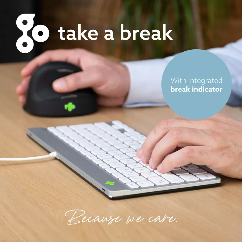 R-Go Tools ergonomisch toetsenbord R-Go Compact Break, compact toetsenbord met pauzesoftware, QWERTZ (DE), bedraad, wit