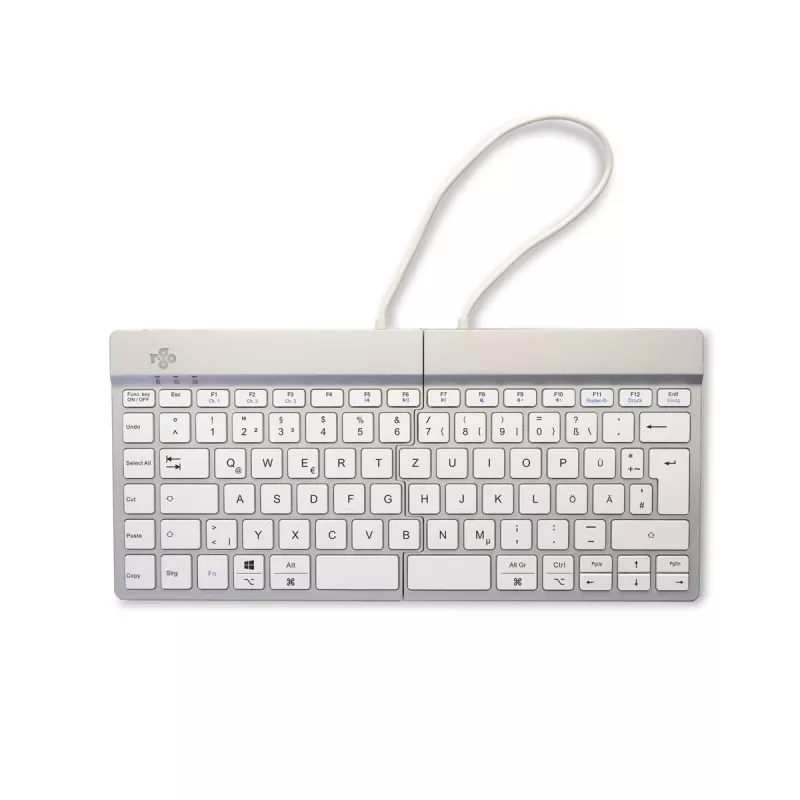 R-Go Tools ergonomisch toetsenbord R-Go Split Break met pauzesoftware, ergonomisch gesplitst toetsenbord, QWERTZ (DE), Bluetooth, wit