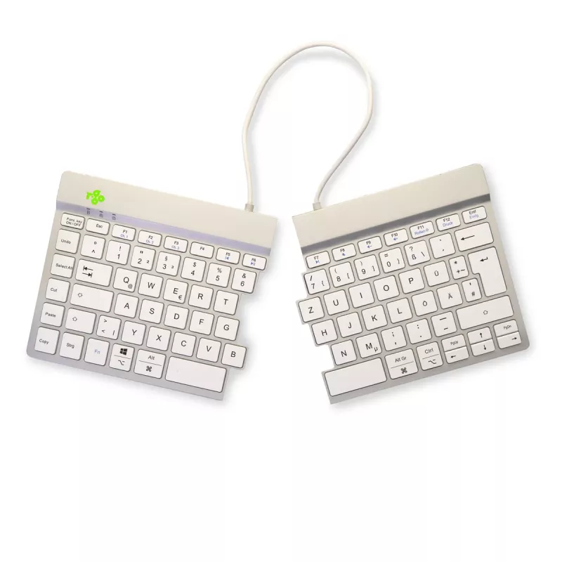 R-Go Tools ergonomisch toetsenbord R-Go Split Break met pauzesoftware, ergonomisch gesplitst toetsenbord, QWERTZ (DE), Bluetooth, wit