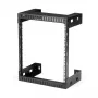 StarTech.com 12HE 19 inch wandmontage-netwerkkast – 12 inch diep 2-paals open-frame serverkast voor data/AV/IT/computerapparatuur/patchpaneel met kooimoeren & schroeven 90 kg draagvermogen, zwart (RK12WALLO)