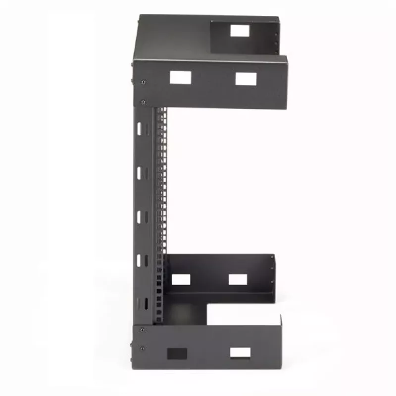 StarTech.com 12HE 19 inch wandmontage-netwerkkast – 12 inch diep 2-paals open-frame serverkast voor data/AV/IT/computerapparatuur/patchpaneel met kooimoeren & schroeven 90 kg draagvermogen, zwart (RK12WALLO)