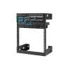 StarTech.com 12HE 19 inch wandmontage-netwerkkast – 12 inch diep 2-paals open-frame serverkast voor data/AV/IT/computerapparatuur/patchpaneel met kooimoeren & schroeven 90 kg draagvermogen, zwart (RK12WALLO)