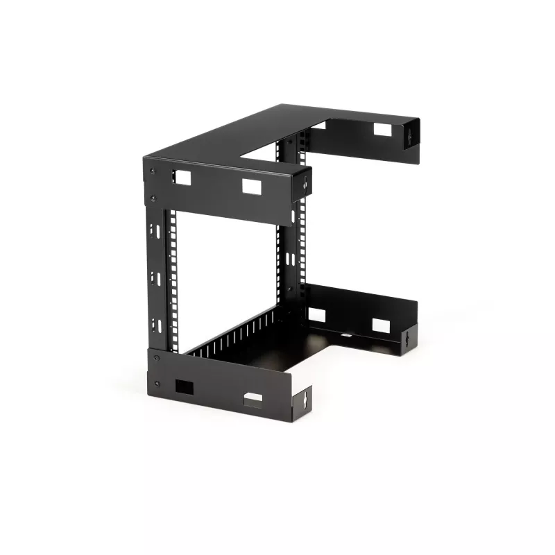 StarTech.com 8U 19 inch wandmontage-netwerkrack – 12 inch diep 2-paals open-frame serverruimterack voor data-/AV-/IT-/computerapparatuur/patchpaneel met kooimoeren en schroeven, 135 lb draagvermogen, zwart (RK812WALLO)