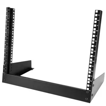 StarTech.com 2-post 8U desktop-serverrack, klein open-frame 19 inch computerrack, compact netwerkrack voor AV-/studio-/data-/IT-apparatuur – vrijstaand twee-paals rack voor thuis/kantoor