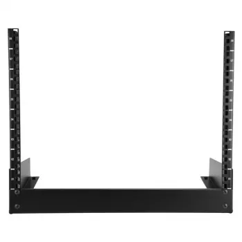 StarTech.com 2-post 8U desktop-serverrack, klein open-frame 19 inch computerrack, compact netwerkrack voor AV-/studio-/data-/IT-apparatuur – vrijstaand twee-paals rack voor thuis/kantoor