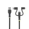 StarTech.com 1m robuuste USB-multilaadkabel, USB naar Lightning/Micro-USB/Type-C, Apple MFi gecertificeerd, aramide mantel, universele 3-in-1 USB-laadkabel voor iPhone/iPad/Android
