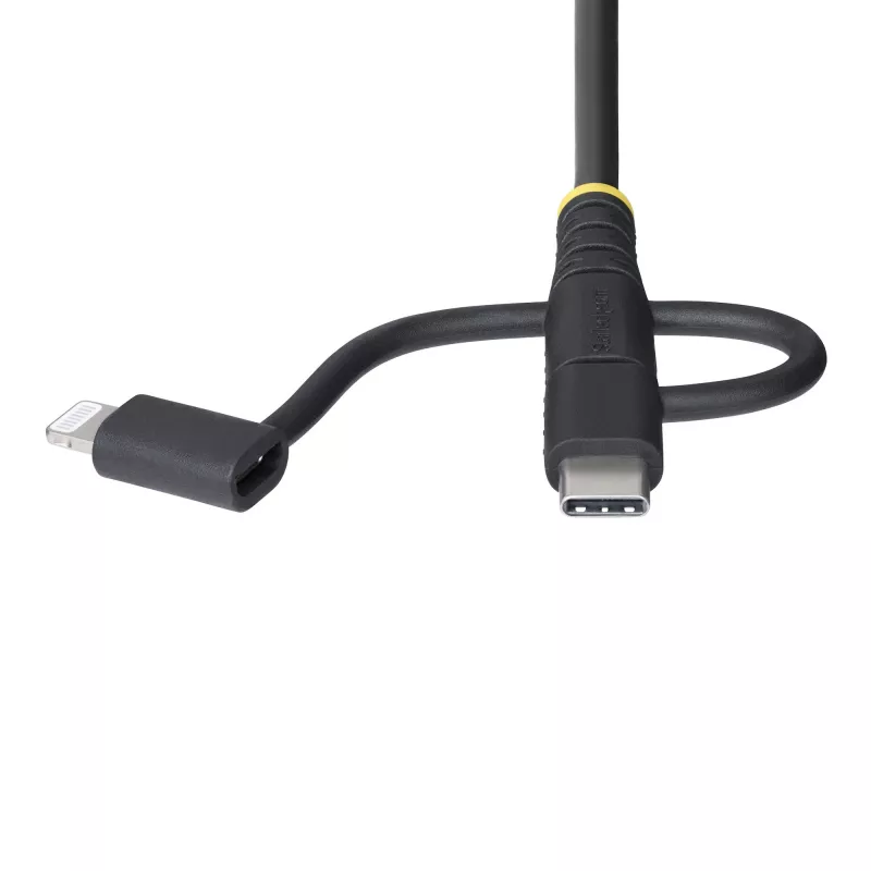 StarTech.com 1m robuuste USB-multilaadkabel, USB naar Lightning/Micro-USB/Type-C, Apple MFi gecertificeerd, aramide mantel, universele 3-in-1 USB-laadkabel voor iPhone/iPad/Android