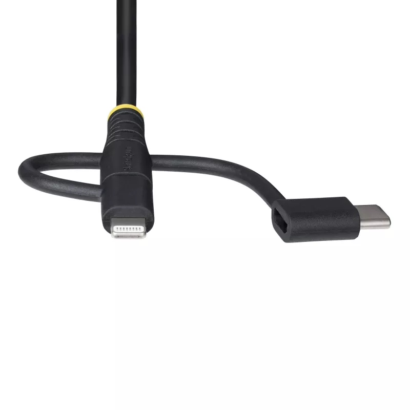 StarTech.com 1m robuuste USB-multilaadkabel, USB naar Lightning/Micro-USB/Type-C, Apple MFi gecertificeerd, aramide mantel, universele 3-in-1 USB-laadkabel voor iPhone/iPad/Android