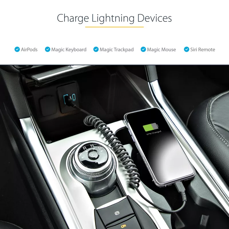 StarTech.com 1m (3ft) USB naar Lightning kabel, MFi-gecertificeerd, spiraalvormige iPhone oplaadkabel, zwart, duurzame TPE-mantel aramidevezel, robuuste spiraalkabel Lightning