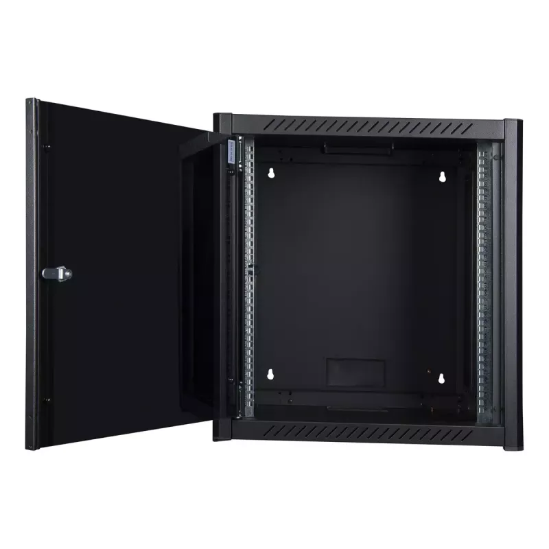 Wandmontagerack LOGON RWM12U45BL 12U zwart sleutelslot kabelmanagement