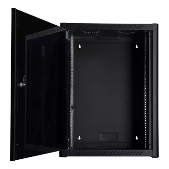 Wandmontagekast LOGON RWM16U56BL 16U zwart sleutelslot kabelmanagement