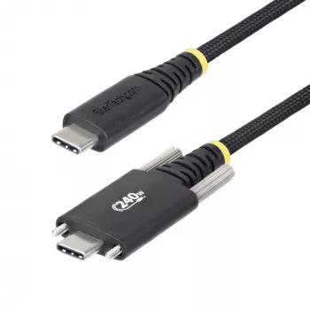 StarTech.com 2 m USB-C-oplaadkabel, zijdelingse schroefvergrendeling, 240 W (5 A) PD EPR, dubbellaagse siliconen-/vlechtmantel, USB 2.0 laptop-oplaadkabel, USB-IF-gecertificeerd, robuuste USB-C-oplaadkabel