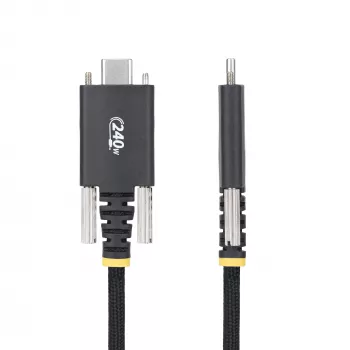 StarTech.com 2 m USB-C-oplaadkabel, zijdelingse schroefvergrendeling, 240 W (5 A) PD EPR, dubbellaagse siliconen-/vlechtmantel, USB 2.0 laptop-oplaadkabel, USB-IF-gecertificeerd, robuuste USB-C-oplaadkabel